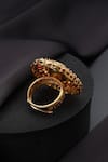 Swabhimann_Red Stones Polki Adjustable Ring _Online_at_Aza_Fashions