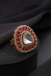 Shop_Swabhimann_Red Stones Polki Adjustable Ring _at_Aza_Fashions