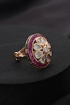 Shop_Swabhimann_Red Stones Polki Adjustable Ring _at_Aza_Fashions