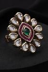 Shop_Swabhimann_Multi Color Stones, Multicolour Kundan Adjustable Ring _at_Aza_Fashions