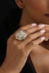 Buy_Swabhimann_Pink Meena Polki Adjustable Ring _at_Aza_Fashions