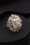 Shop_Swabhimann_Pink Meena Polki Adjustable Ring _at_Aza_Fashions
