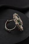 Swabhimann_Green Stones Polki Adjustable Ring _Online_at_Aza_Fashions