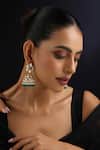 Buy_Swabhimann_Green Beads Kundan Jhumka Earrings _at_Aza_Fashions