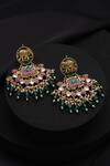 Shop_Swabhimann_Multi Color Beads, Stones Multicolour Kundan Chandbali Earrings_at_Aza_Fashions