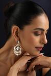 Buy_Swabhimann_Green Rose Gold Polki Chandbali Earrings _at_Aza_Fashions