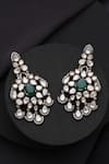 Shop_Swabhimann_Green Stones Victorian Polki Dangler Earrings _at_Aza_Fashions
