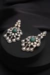 Shop_Swabhimann_Green Stones Victorian Polki Dangler Earrings _Online_at_Aza_Fashions