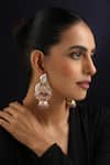 Buy_Swabhimann_Red Rose Gold Polki Jhumka Earrings _at_Aza_Fashions