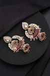 Shop_Swabhimann_Red Rose Gold Polki Jhumka Earrings _at_Aza_Fashions
