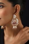 Shop_Swabhimann_Red Rose Gold Polki Jhumka Earrings _Online_at_Aza_Fashions
