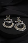 Shop_Swabhimann_Multi Color Gemstones Multicolour Silver Chandbali Earrings _at_Aza_Fashions