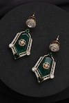 Shop_Swabhimann_Green Stones Polki Dangler Earrings _at_Aza_Fashions
