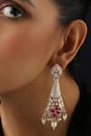 Swabhimann_Red Polki Dangler Earrings _Online_at_Aza_Fashions
