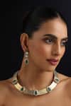 Buy_Swabhimann_Green Gemstones Emerald Hasli Necklace Set _at_Aza_Fashions
