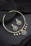 Shop_Swabhimann_Mint Polki Hasli Necklace Set _at_Aza_Fashions