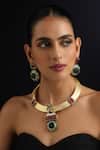 Swabhimann_Gold Plated Gemstones Emerald And Ruby Hasli Necklace Set _Online_at_Aza_Fashions