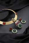 Buy_Swabhimann_Gold Plated Gemstones Emerald And Ruby Hasli Necklace Set _Online_at_Aza_Fashions