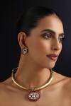 Swabhimann_ Ruby Polki Hasli Necklace Set_Online_at_Aza_Fashions
