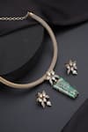 Shop_Swabhimann_Green Crystals, Pearls Emerald Hasli Necklace Set _Online_at_Aza_Fashions