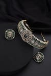 Buy_Swabhimann_Green Gemstones Emerald And Polki Choker Necklace Set _Online_at_Aza_Fashions