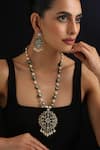 Swabhimann_Green Polki Inlay Long Necklace Set _Online_at_Aza_Fashions