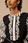 Buy Bunka Black Cotton Embroidery Round , Button-down Asha Stripe Pattern Shirt Online at Aza Fashions Buy_Bunka_Black Cotton Embroidery Round , Button-down Asha Stripe Pattern Shirt _Online_at_Aza_Fashions