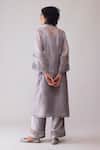 Shop_Bunka_Gray Organza Embroidery Mandarin Collar Ambreen Grey Tunic And Pant Set _at_Aza_Fashions