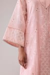 Bunka_Pink Chanderi Embroidery V-neck Ambreen Kurta And Pant Set _Online_at_Aza_Fashions