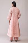 Shop_Bunka_Pink Chanderi Embroidery Mandarin Collar Ayesha Kurta Set _at_Aza_Fashions