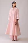 Buy_Bunka_Pink Chanderi Embroidery Mandarin Collar Ayesha Kurta Set _Online_at_Aza_Fashions