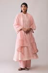 Buy_Bunka_Pink Chanderi Embroidery Mandarin Collar Ayesha Kurta Set _at_Aza_Fashions