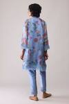 Shop_Bunka_Blue Organza Lace Round Neck Farida Print Kurta Set _at_Aza_Fashions
