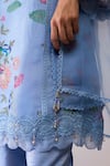 Bunka_Blue Organza Lace Round Neck Farida Print Kurta Set _at_Aza_Fashions