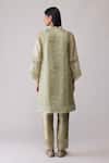 Shop_Bunka_Green Organza Embroidery V-neck Farida Kurta Set _at_Aza_Fashions
