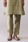 Buy_Bunka_Green Organza Embroidery V-neck Farida Kurta Set 