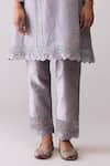 Shop_Bunka_Gray Organza Embroidery, Beads Round Neck Farida Grey Kurta Set _Online_at_Aza_Fashions
