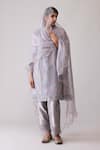 Buy_Bunka_Gray Organza Embroidery, Beads Round Neck Farida Grey Kurta Set _at_Aza_Fashions
