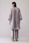 Shop_Bunka_Gray Organza Embroidery, Beads Round Neck Farida Grey Kurta Set _at_Aza_Fashions