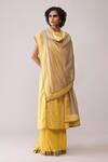 Shop_Bunka_Beige Chanderi Embroidery Inayat Yellow Dupatta _at_Aza_Fashions