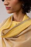 Buy_Bunka_Beige Chanderi Embroidery Inayat Yellow Dupatta _Online_at_Aza_Fashions