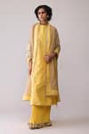 Buy_Bunka_Beige Chanderi Embroidery Inayat Yellow Dupatta _at_Aza_Fashions