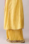 Bunka_Yellow Chanderi Embroidery Round Neck Inayat Straight Kurta With Skirt _Online_at_Aza_Fashions
