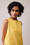 Buy_Bunka_Yellow Chanderi Embroidery Round Neck Inayat Straight Kurta With Skirt _Online_at_Aza_Fashions