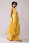 Shop_Bunka_Yellow Chanderi Embroidery Round Neck Inayat Straight Kurta With Skirt _Online_at_Aza_Fashions