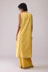 Shop_Bunka_Yellow Chanderi Embroidery Round Neck Inayat Straight Kurta With Skirt _at_Aza_Fashions
