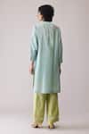 Shop_Bunka_Sky Blue Chanderi Embroidery Round Neck Ina Mint Kurta Set _at_Aza_Fashions