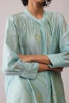 Buy_Bunka_Sky Blue Chanderi Embroidery Round Neck Ina Mint Kurta Set _Online_at_Aza_Fashions
