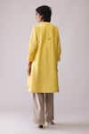 Shop_Bunka_Yellow Chanderi Embroidery Round Neck Ina Kurta And Pant Set _at_Aza_Fashions