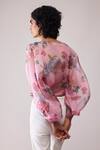 Shop_Bunka_Pink Organza Round Neck Print _at_Aza_Fashions